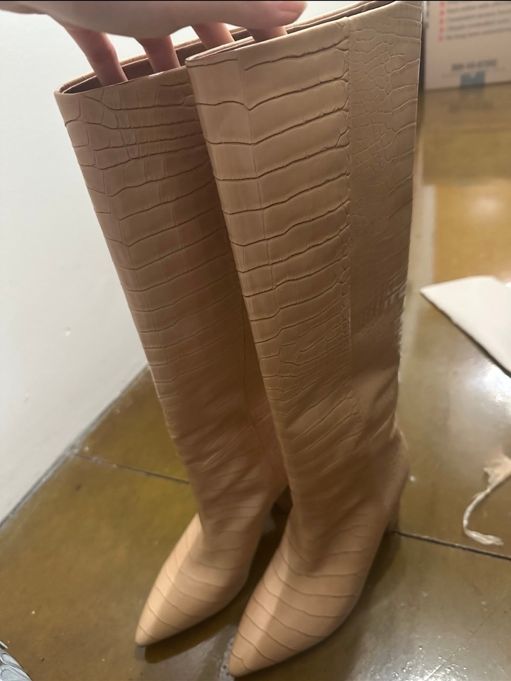 Paris Texas beige knee high boot
